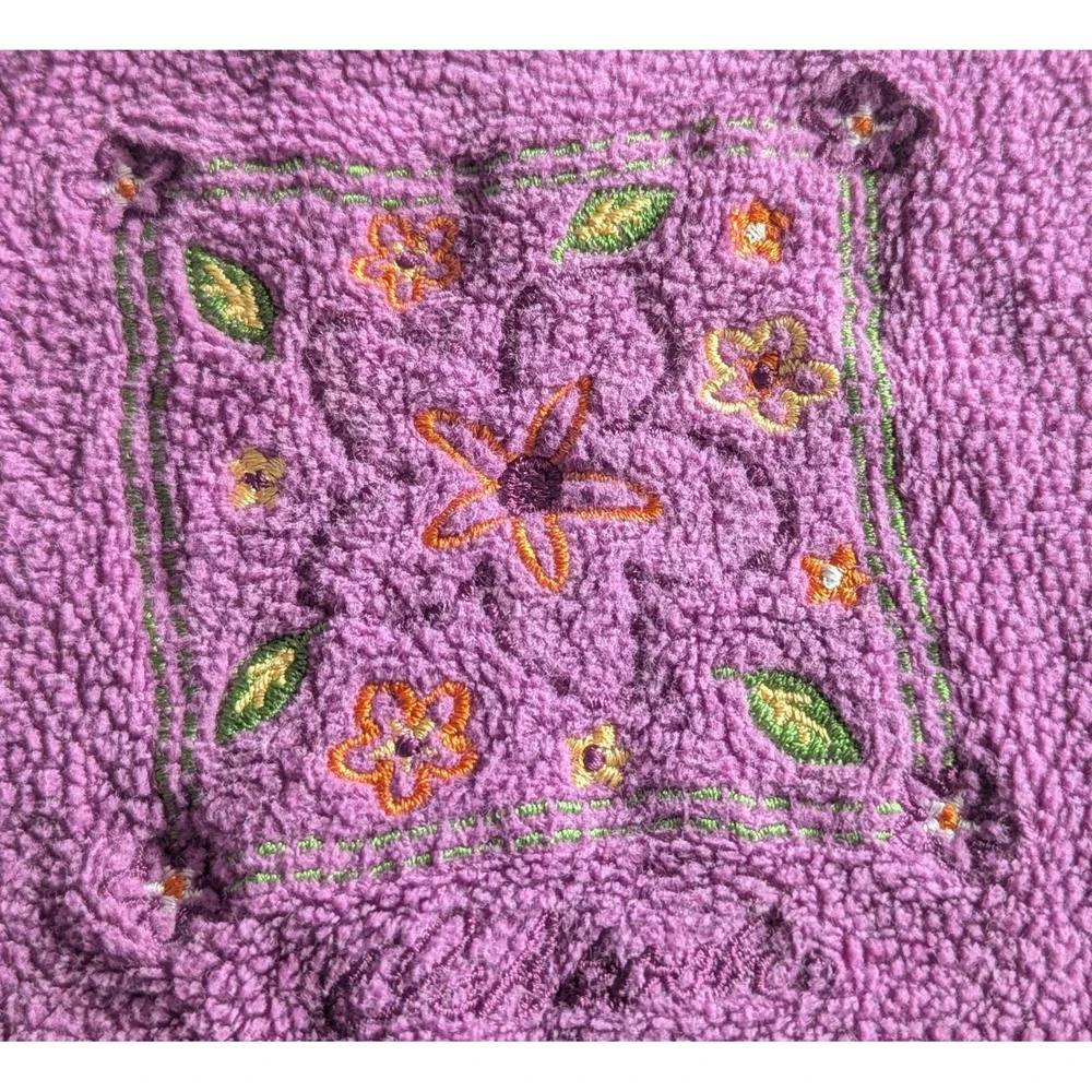 Vintage OshKosh Bgosh Purple Fleece Floral Embroidered Sweatshirt 3T USA